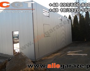 Hala garażowa 10x5 dwuspadowa biała RAL9010 brama dwuskrzydłowa  