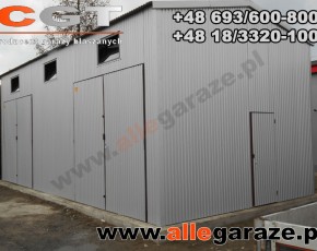 Hala garażowa 10x5 dwuspadowa biała RAL9010 brama dwuskrzydłowa  