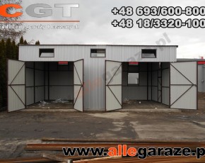 Hala garażowa 10x5 dwuspadowa biała RAL9010 brama dwuskrzydłowa  