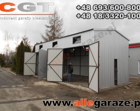 Hala garażowa 10x5 dwuspadowa biała RAL9010 brama dwuskrzydłowa  