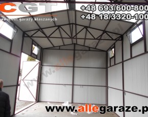 Hala garażowa 10x5 dwuspadowa biała RAL9010 brama dwuskrzydłowa  