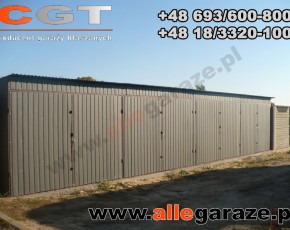 Hala garażowa 12x6 spad na tył grafit RAL7024 brama dwuskrzydłowa