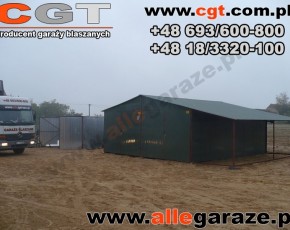 Garaż blaszany 6x5 RAL 6020 zielony z zadaszeniem 